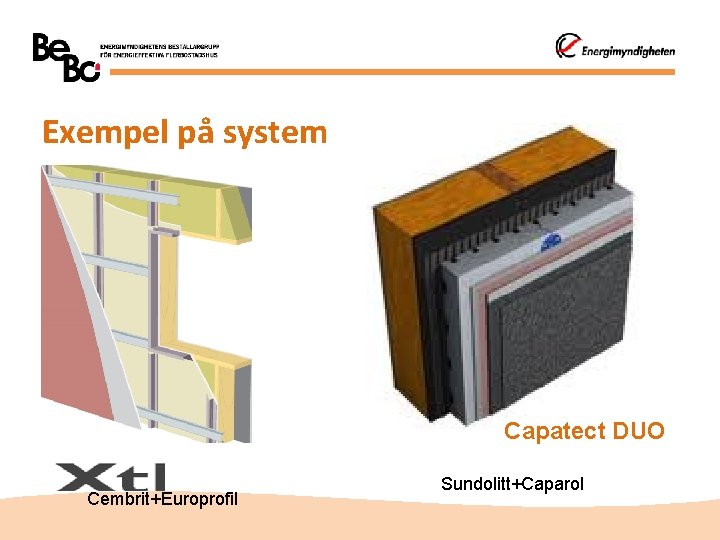 Exempel på system Capatect DUO Cembrit+Europrofil Sundolitt+Caparol 