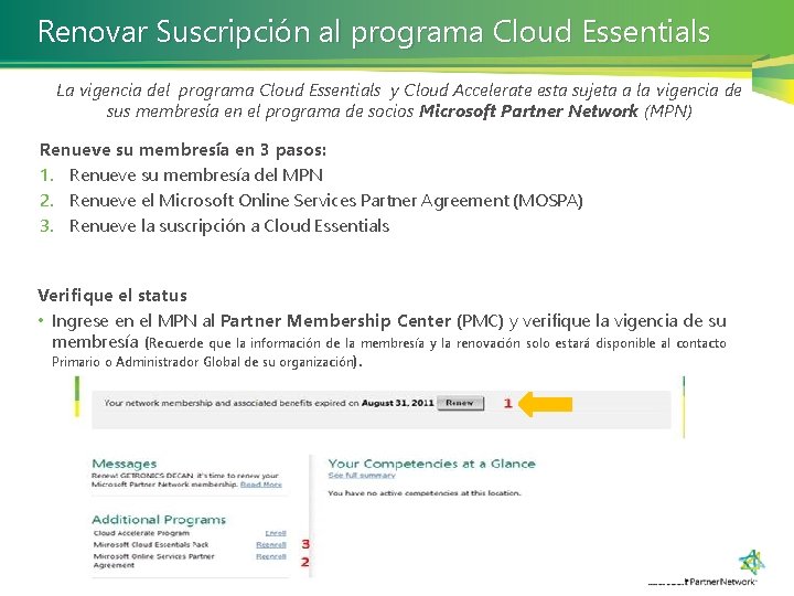 Renovar Suscripción al programa Cloud Essentials La vigencia del programa Cloud Essentials y Cloud