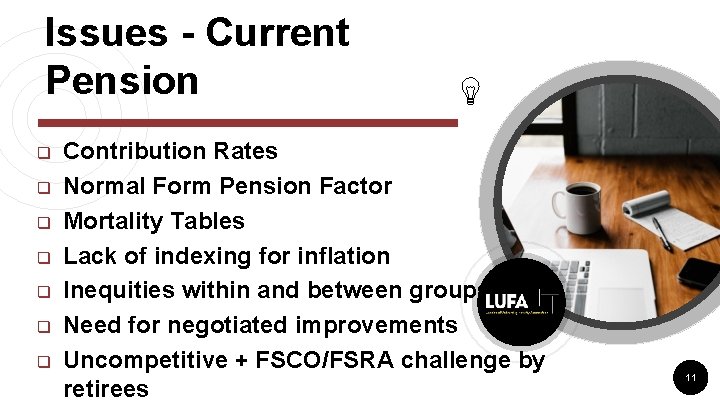 Issues - Current Pension q q q q Contribution Rates Normal Form Pension Factor Issues - Current Pension q q q q Contribution Rates Normal Form Pension Factor