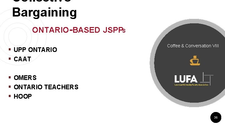 Collective Bargaining ONTARIO-BASED JSPPS § UPP ONTARIO § CAAT Coffee & Conversation VIII § Collective Bargaining ONTARIO-BASED JSPPS § UPP ONTARIO § CAAT Coffee & Conversation VIII §