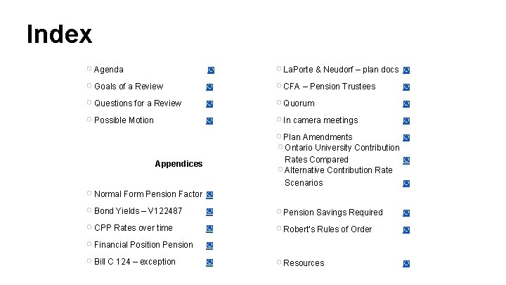 Index ○ Agenda ○ Goals of a Review ○ Questions for a Review ○ Index ○ Agenda ○ Goals of a Review ○ Questions for a Review ○