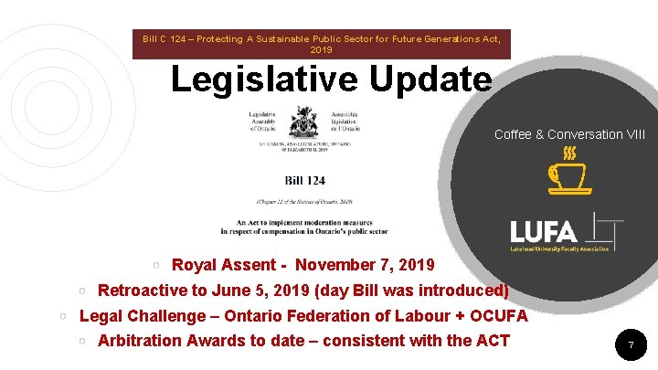 Bill C 124 – Protecting A Sustainable Public Sector for Future Generations Act, 2019 Bill C 124 – Protecting A Sustainable Public Sector for Future Generations Act, 2019