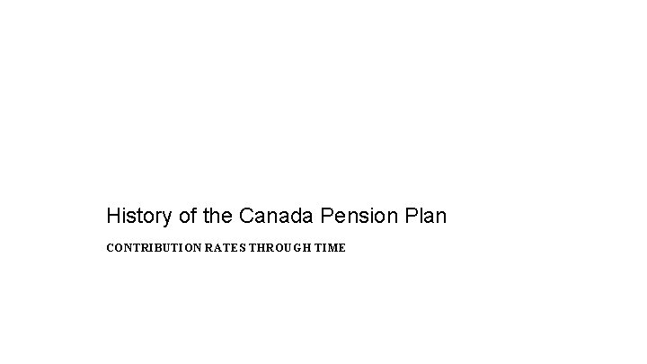 History of the Canada Pension Plan CONTRIBUTION RATES THROUGH TIME History of the Canada Pension Plan CONTRIBUTION RATES THROUGH TIME