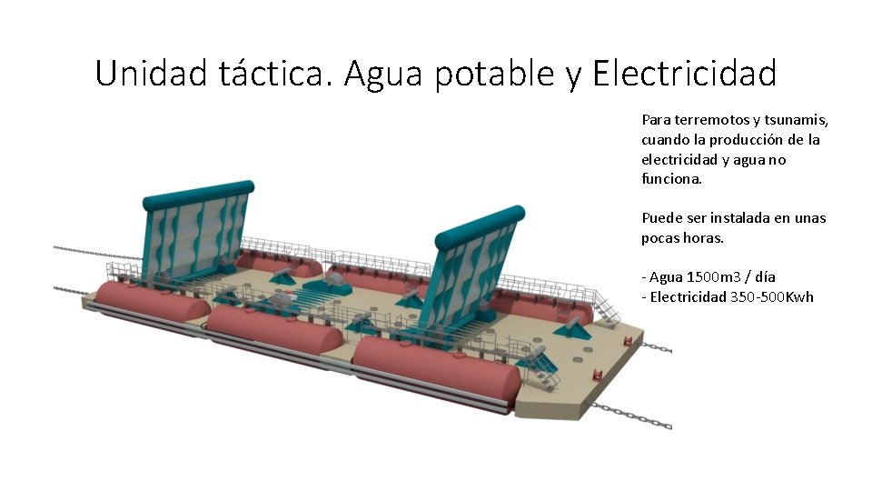 Unidad táctica. Agua potable y Electricidad Para terremotos y tsunamis, cuando la producción de