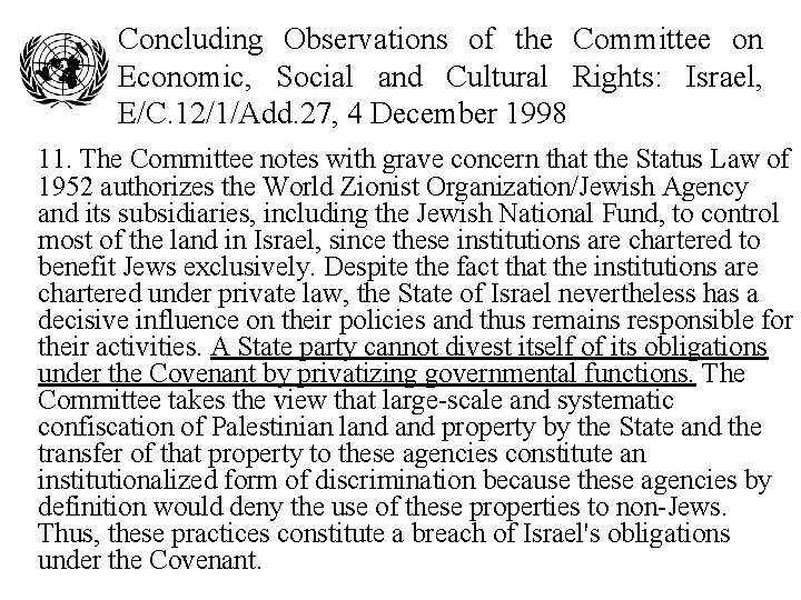 Concluding Observations of the Committee on Economic, Social and Cultural Rights: Israel, E/C. 12/1/Add.