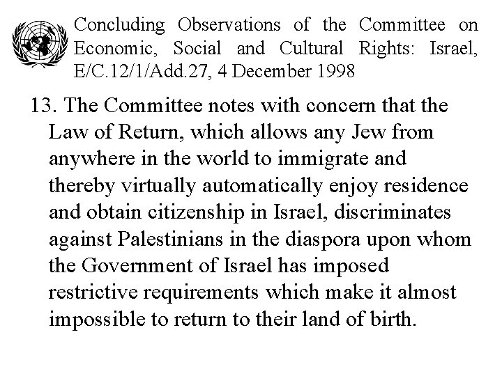 Concluding Observations of the Committee on Economic, Social and Cultural Rights: Israel, E/C. 12/1/Add.