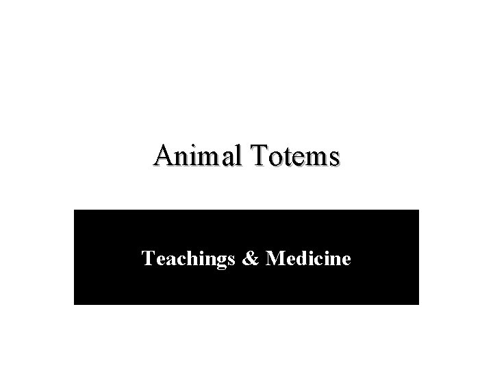 Animal Totems Teachings & Medicine 