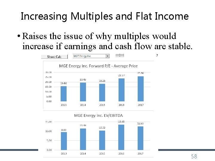 Increasing Multiples and Flat Income • Raises the issue of why multiples would increase Increasing Multiples and Flat Income • Raises the issue of why multiples would increase