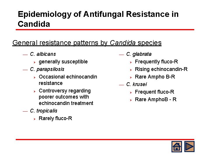 Epidemiology of Antifungal Resistance in Candida General resistance patterns by Candida species C. albicans