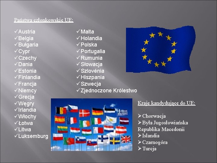 Państwa członkowskie UE: üAustria üBelgia üBułgaria üCypr üCzechy üDania üEstonia üFinlandia üFrancja üNiemcy üGrecja
