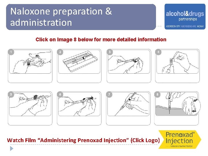 Naloxone preparation & administration Click on Image 8 below for more detailed information Watch