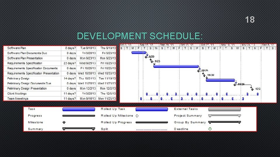 18 DEVELOPMENT SCHEDULE: 