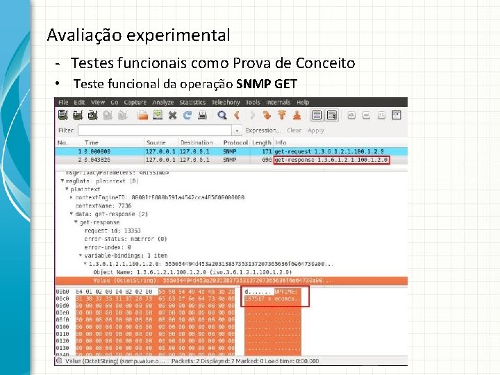 Avaliação experimental - Testes funcionais como Prova de Conceito • Teste funcional da operação