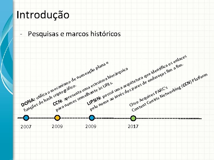 Introdução - Pesquisas e marcos históricos ces a l e s en. o a