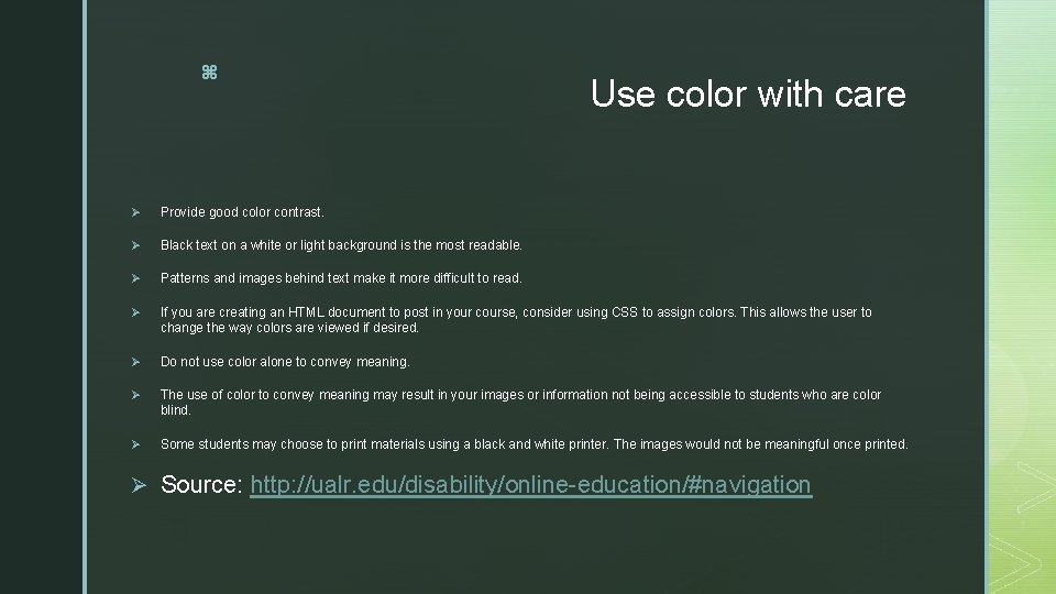 z Practicing PPT Accessibility For your slides Good