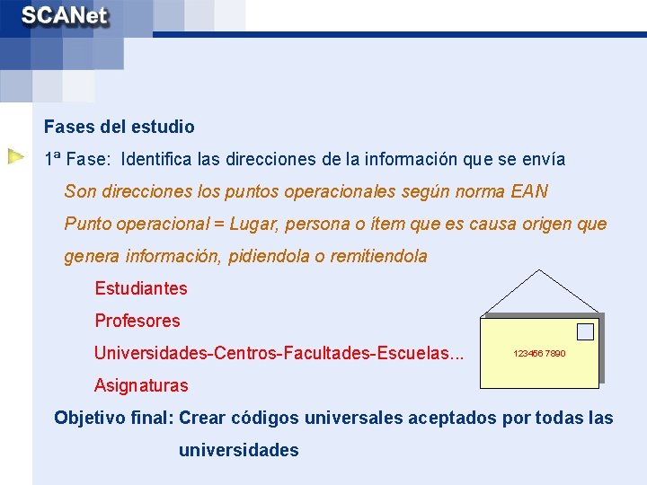 Fases del estudio 1ª Fase: Identifica las direcciones de la información que se envía