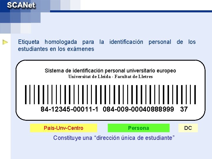 Etiqueta homologada para la identificación personal de los estudiantes en los exámenes Sistema de