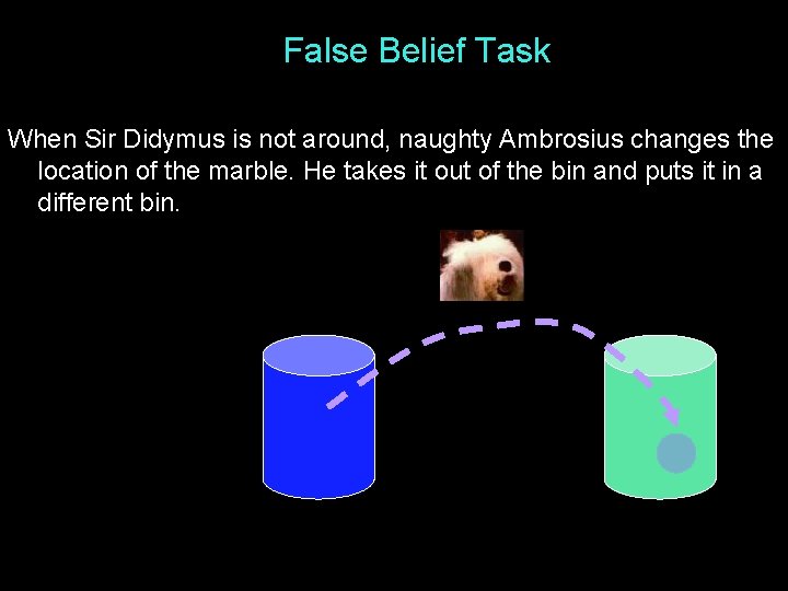 False Belief Task When Sir Didymus is not around, naughty Ambrosius changes the location