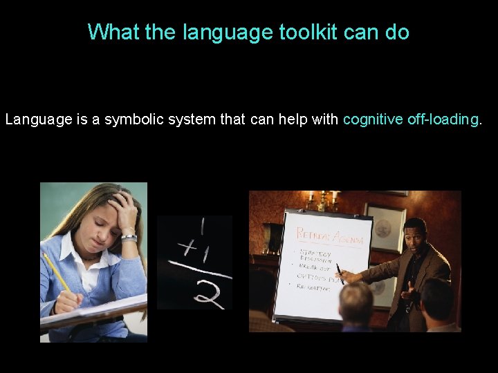 What the language toolkit can do Language is a symbolic system that can help