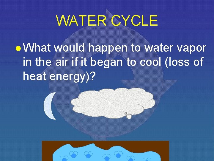 WATER CYCLE l What would happen to water vapor in the air if it