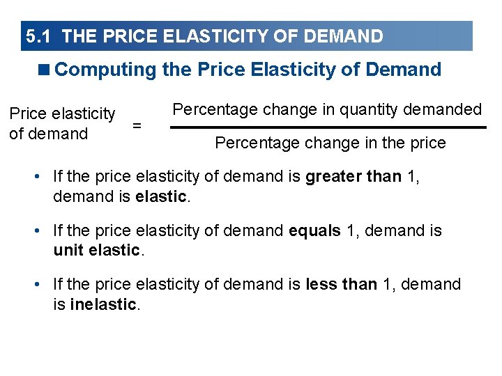 5. 1 THE PRICE ELASTICITY OF DEMAND <Computing the Price Elasticity of Demand Price