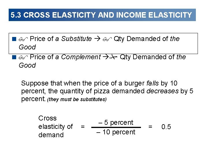 5. 3 CROSS ELASTICITY AND INCOME ELASTICITY < $ Price of a Substitute $