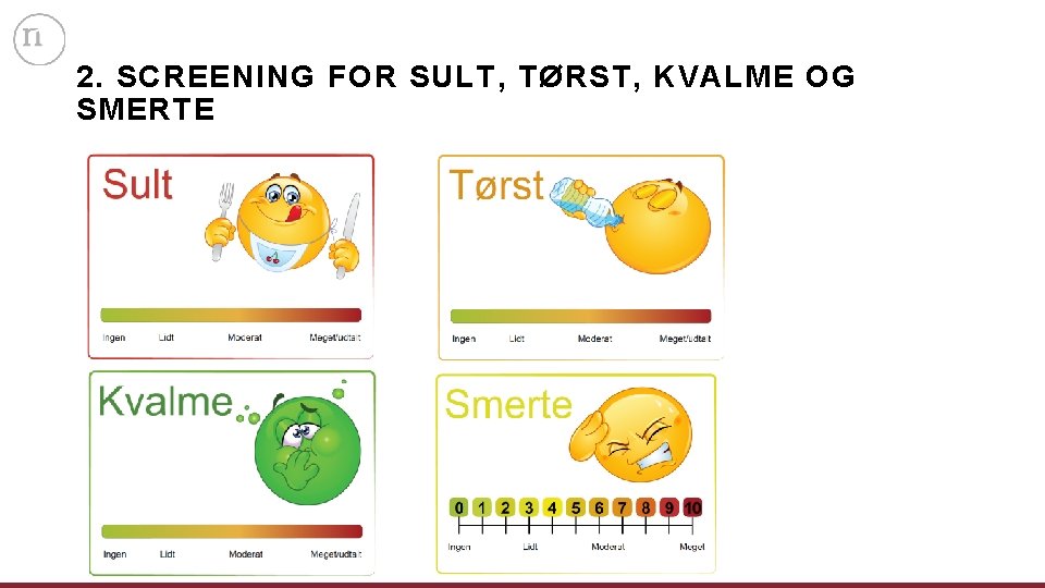 2. SCREENING FOR SULT, TØRST, KVALME OG SMERTE 