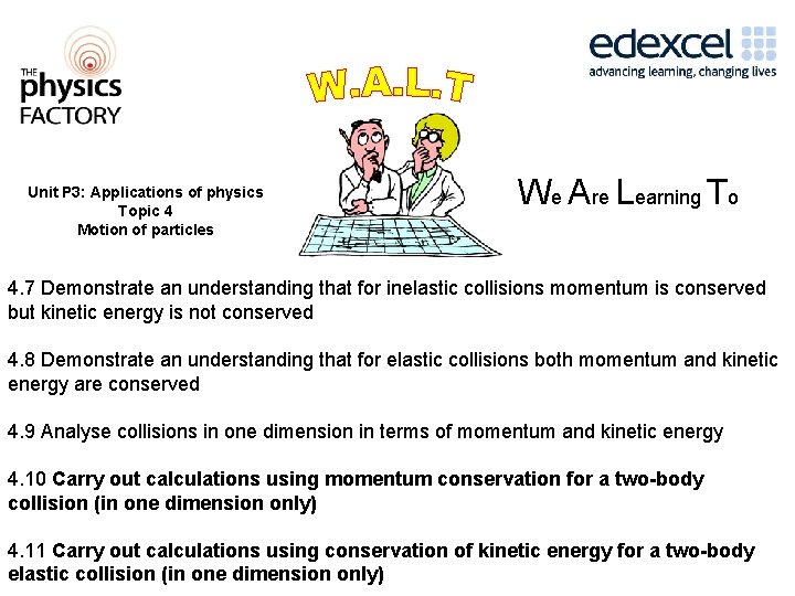 Unit P 3: Applications of physics Topic 4 Motion of particles We Are Learning