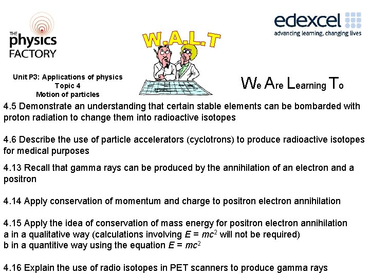 Unit P 3: Applications of physics Topic 4 Motion of particles We Are Learning