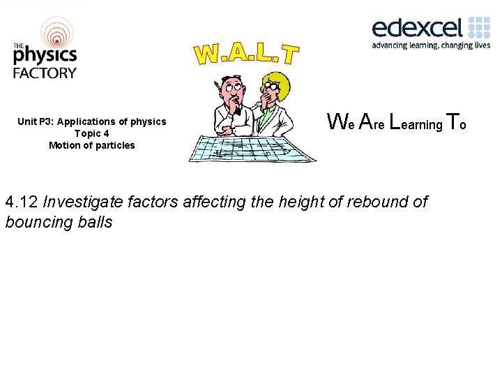Unit P 3: Applications of physics Topic 4 Motion of particles We Are Learning