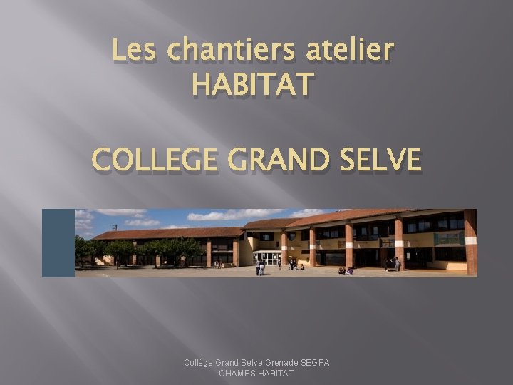 Les chantiers atelier HABITAT COLLEGE GRAND SELVE Collége Grand Selve Grenade SEGPA CHAMPS HABITAT