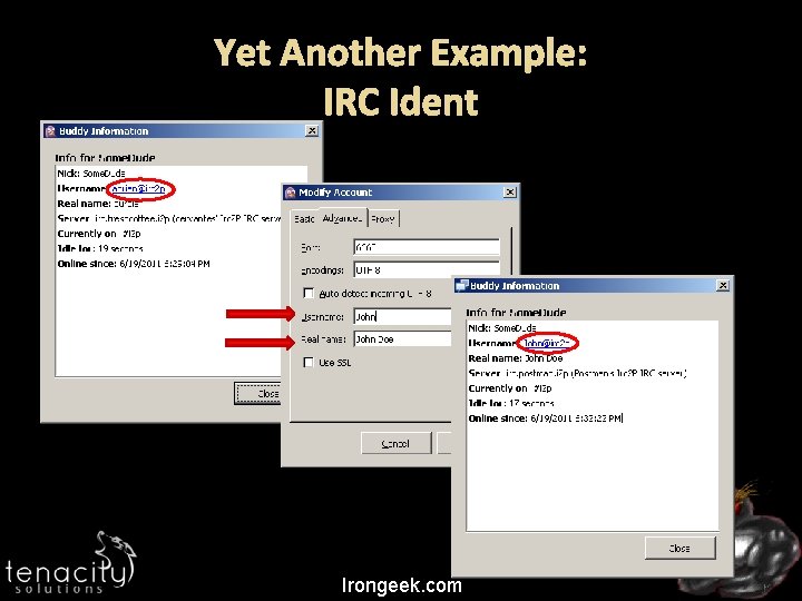 Yet Another Example: IRC Ident Irongeek. com 