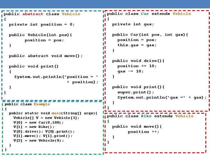 Class Using Private And Public Example Code public abstract class Vehicle private int position 0