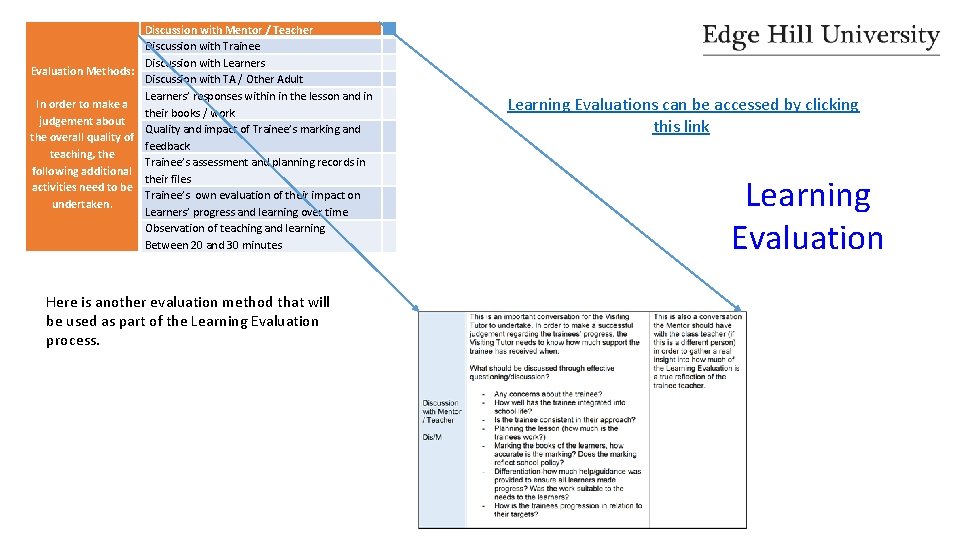 Evaluation Methods: In order to make a judgement about the overall quality of teaching,