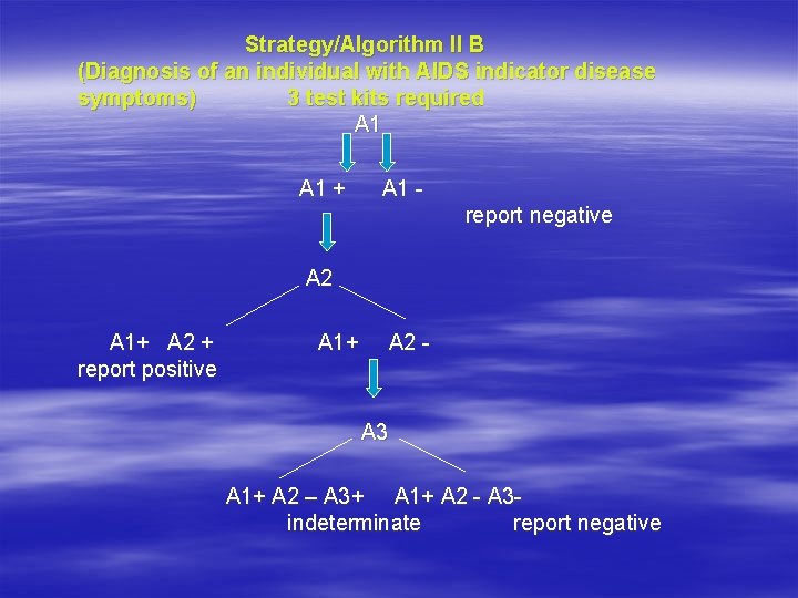 Strategy/Algorithm II B (Diagnosis of an individual with AIDS indicator disease symptoms) 3 test