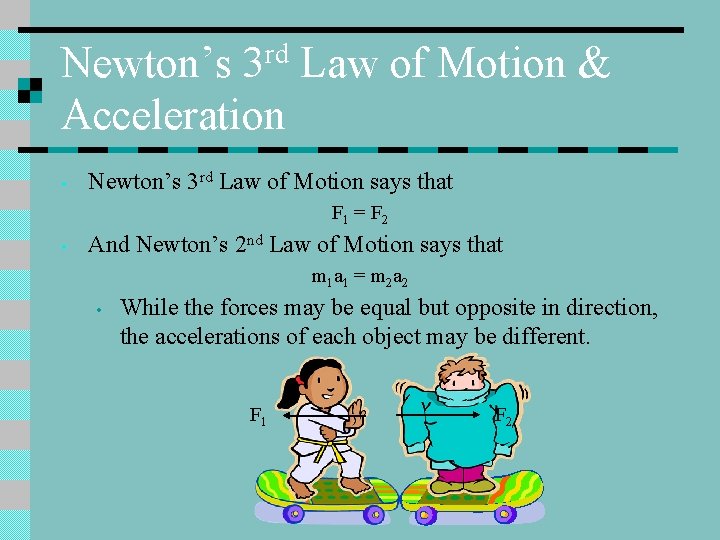 rd 3 Newton’s Law of Motion & Acceleration • Newton’s 3 rd Law of