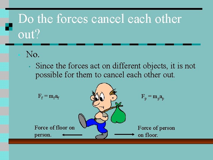 Do the forces cancel each other out? • No. • Since the forces act