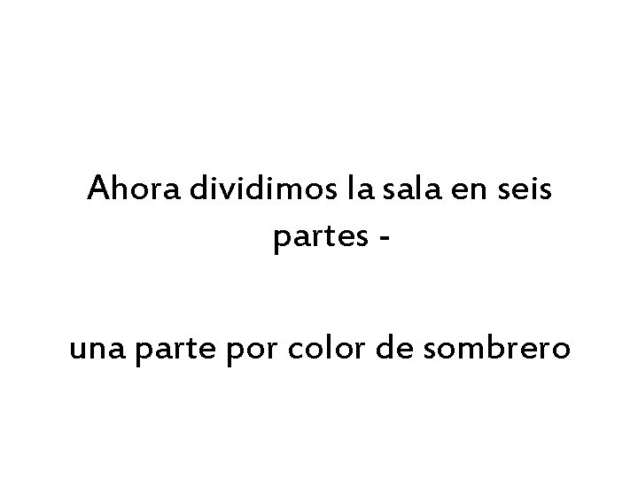 Ahora dividimos la sala en seis partes una parte por color de sombrero 