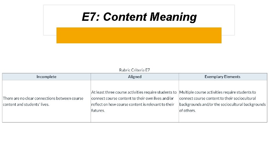 E 7: Content Meaning 