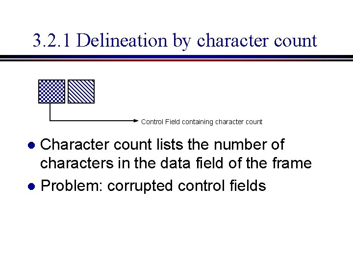 3. 2. 1 Delineation by character count Control Field containing character count Character count