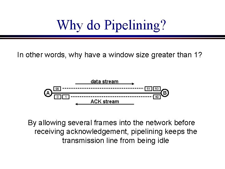 Why do Pipelining? In other words, why have a window size greater than 1?