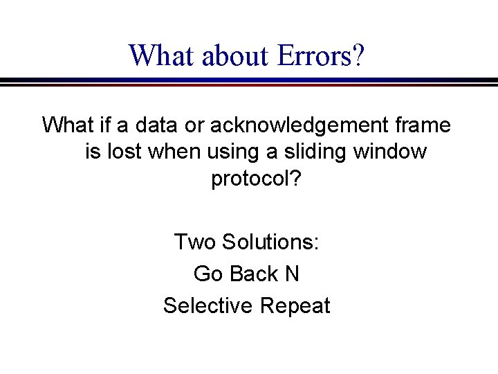 What about Errors? What if a data or acknowledgement frame is lost when using