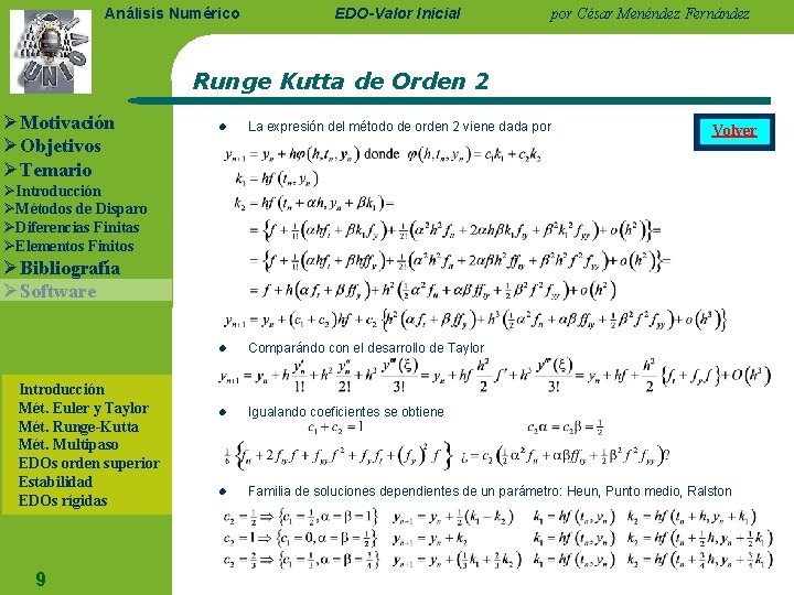 Análisis Numérico EDO-Valor Inicial por César Menéndez Fernández Runge Kutta de Orden 2 ØMotivación