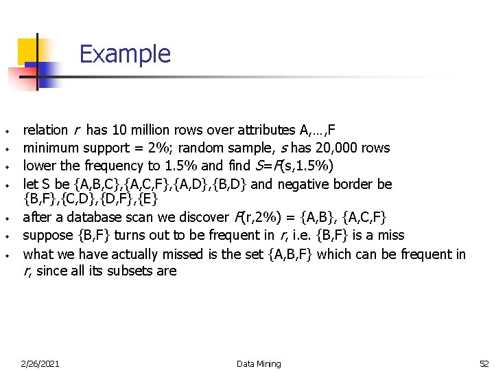 Example w w w w relation r has 10 million rows over attributes A,