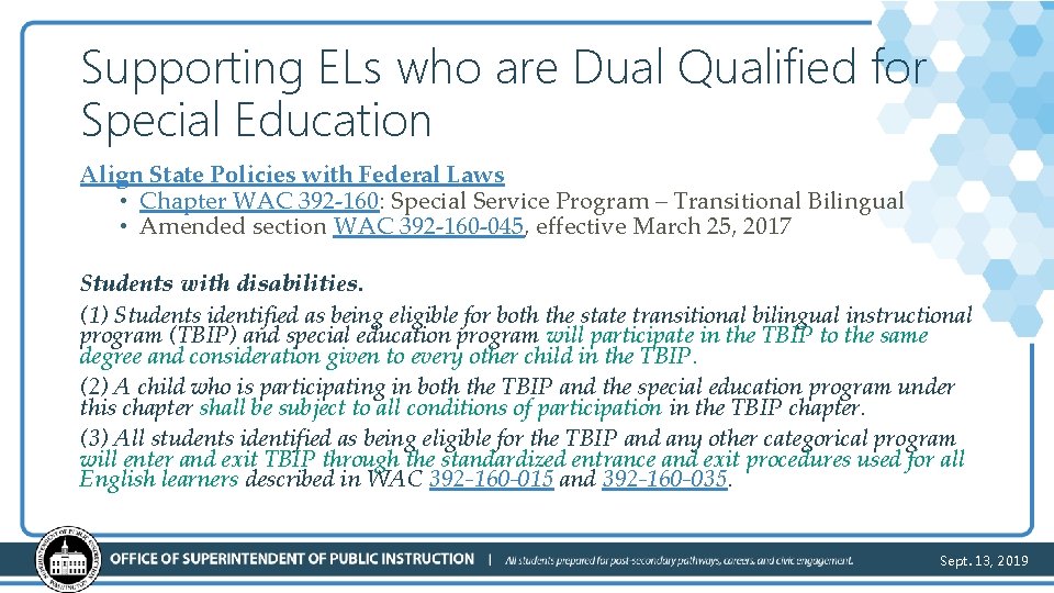 Supporting ELs who are Dual Qualified for Special Education Align State Policies with Federal