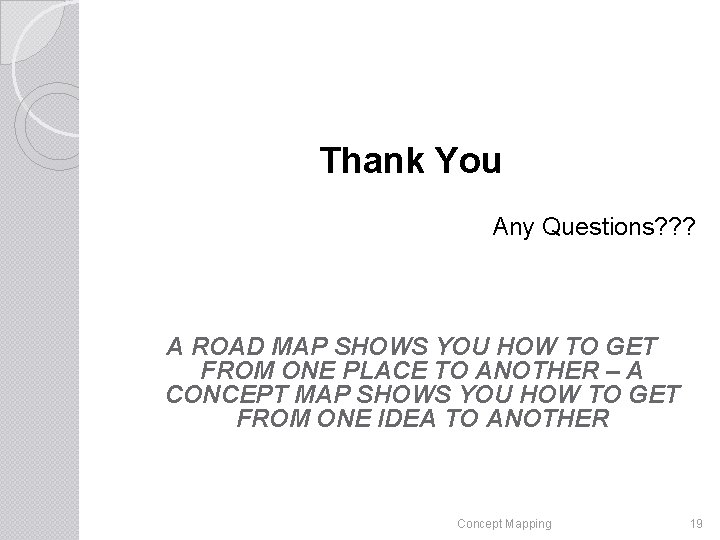 Thank You Any Questions? ? ? A ROAD MAP SHOWS YOU HOW TO GET