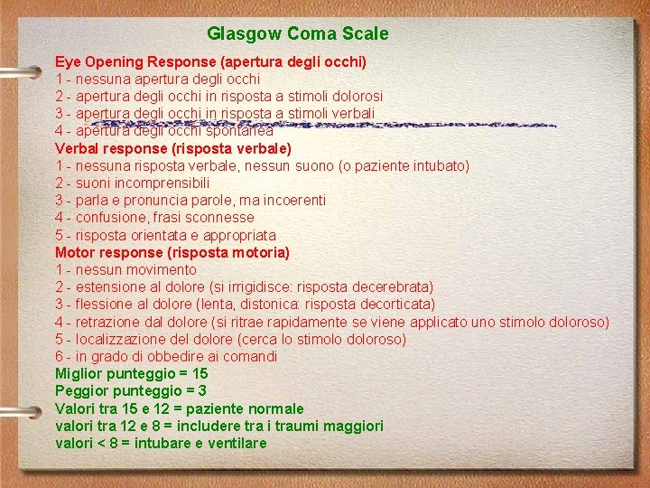 Glasgow Coma Scale Eye Opening Response (apertura degli occhi) 1 - nessuna apertura degli