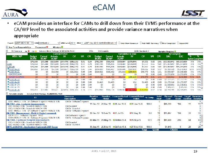 e. CAM • e. CAM provides an interface for CAMs to drill down from