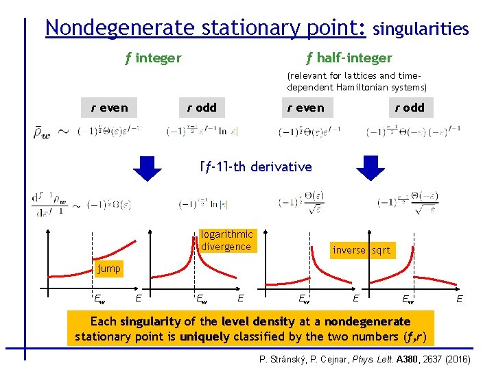 Nondegenerate stationary point: singularities f integer f half-integer (relevant for lattices and timedependent Hamiltonian
