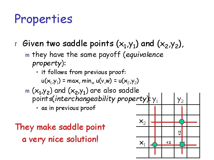 Properties r Given two saddle points (x 1, y 1) and (x 2, y